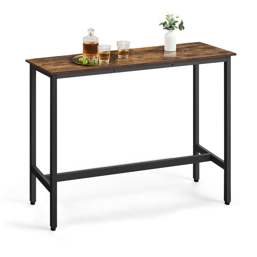 VASAGLE Bar Table, Narrow, 15.7 X 47.2 X 35.4 Inches, Brown and Black – Rustic Brown