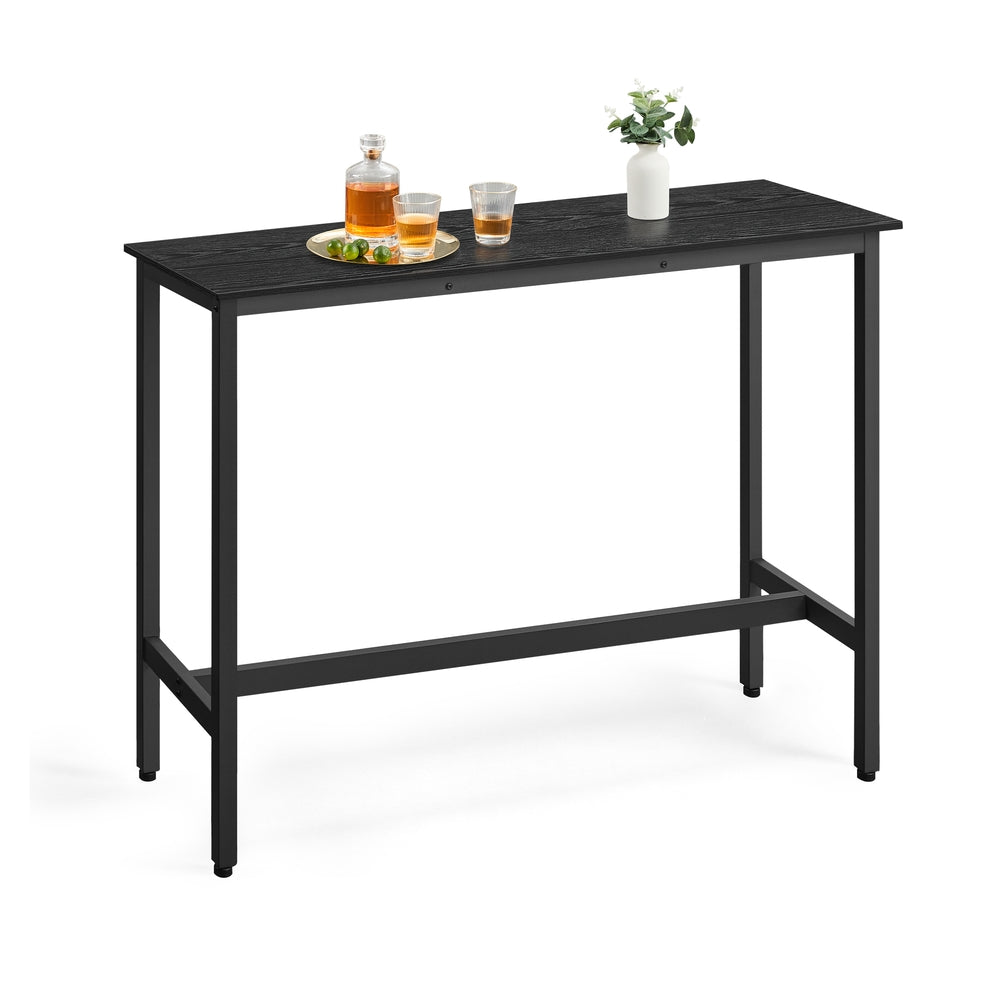 VASAGLE Narrow Bar Table with Metal Frame – Ebony Black, Ink Black