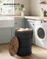 SONGMICS Round Laundry Hamper with Lid, 25 Gallons, Black – Ink Black