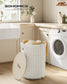 SONGMICS Round Laundry Hamper with Lid, 25 Gallons, White – Cream White