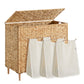 SONGMICS Multi Compartment Wicker Laundry Hamper with Lid – Natural