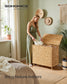 SONGMICS Multi Compartment Wicker Laundry Hamper with Lid – Natural