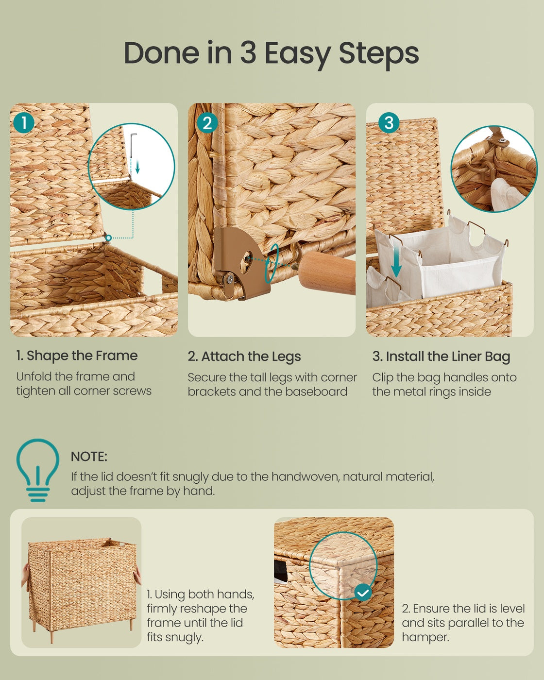 SONGMICS Multi Compartment Wicker Laundry Hamper with Lid – Natural