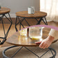 VASAGLE Round Coffee Table and Side Table Set – Rustic Brown, Ink Black