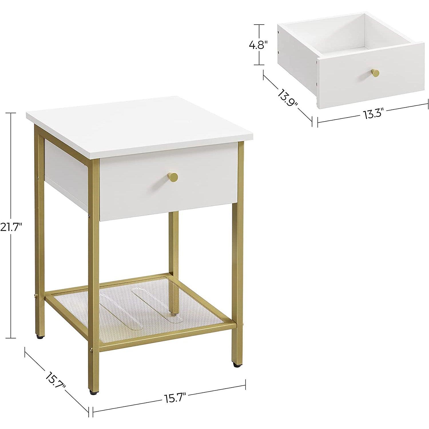 White Nightstand with Drawer FredCo