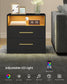 VASAGLE Custos Nightstand with Charging Station, LED Lights – Ink Black