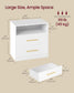 VASAGLE Custos Nightstand with Charging Station, LED Lights – Cloud White