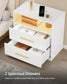 VASAGLE Custos Nightstand with Charging Station, LED Lights – Cloud White