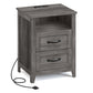 VASAGLE Liry Farmhouse Nightstand with Charging Station – Misty Gray – 15.7"D x 17.7"W x 23.6"H