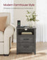 VASAGLE Liry Farmhouse Nightstand with Charging Station – Misty Gray – 15.7"D x 17.7"W x 23.6"H