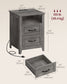 VASAGLE Liry Farmhouse Nightstand with Charging Station – Misty Gray – 15.7"D x 17.7"W x 23.6"H