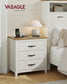 VASAGLE Liry Farmhouse Nightstand with Charging Station – Rustic White, Honey Brown – 15.7"D x 23.6"W x 24.8"H