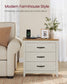 VASAGLE Liry Farmhouse Nightstand with Charging Station – Rustic White, Honey Brown – 15.7"D x 23.6"W x 24.8"H