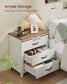 VASAGLE Liry Farmhouse Nightstand with Charging Station – Rustic White, Honey Brown – 15.7"D x 23.6"W x 24.8"H