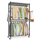 SONGMICS Heavy-Duty Rolling Clothes Rack – Ink Black – 35.4"L x 15.8"W x 78.3"H