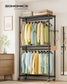 SONGMICS Heavy-Duty Rolling Clothes Rack – Ink Black – 35.4"L x 15.8"W x 78.3"H