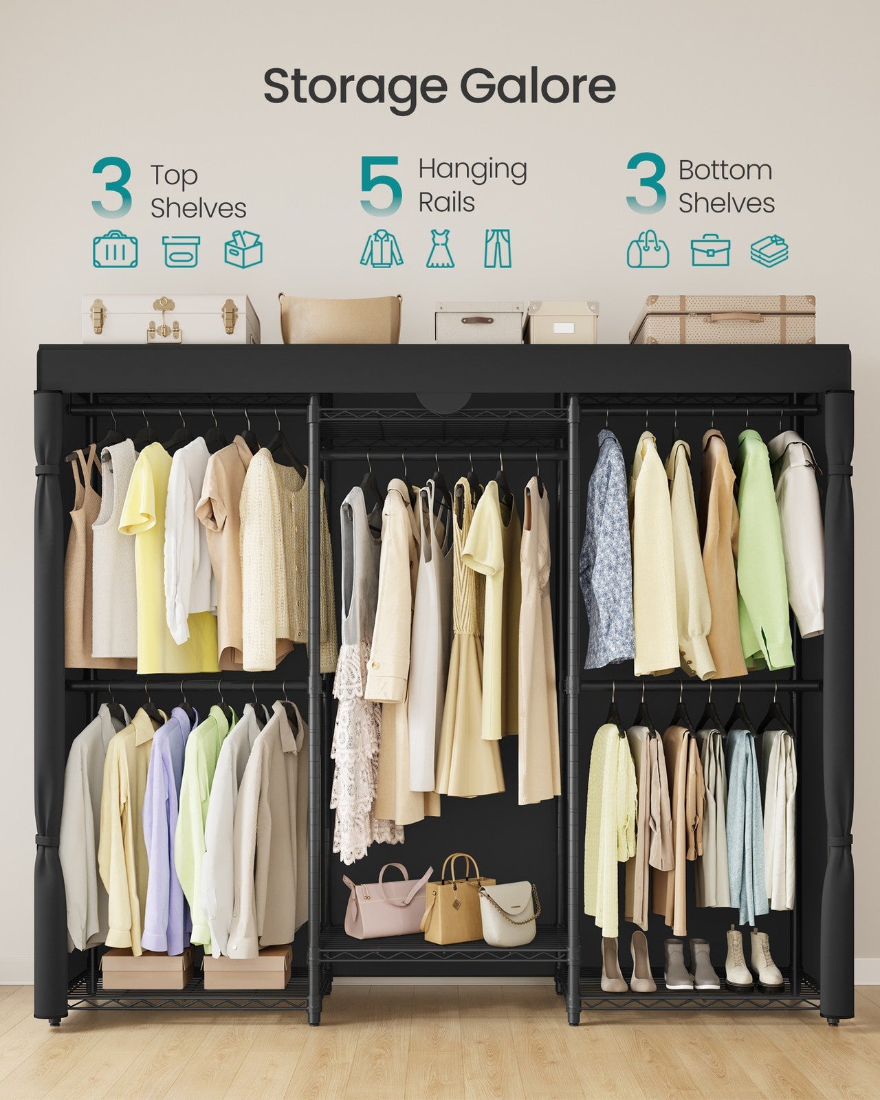 SONGMICS Heavy-Duty Clothes Rack, Garment Rack – Ink Black | ULGR435B01