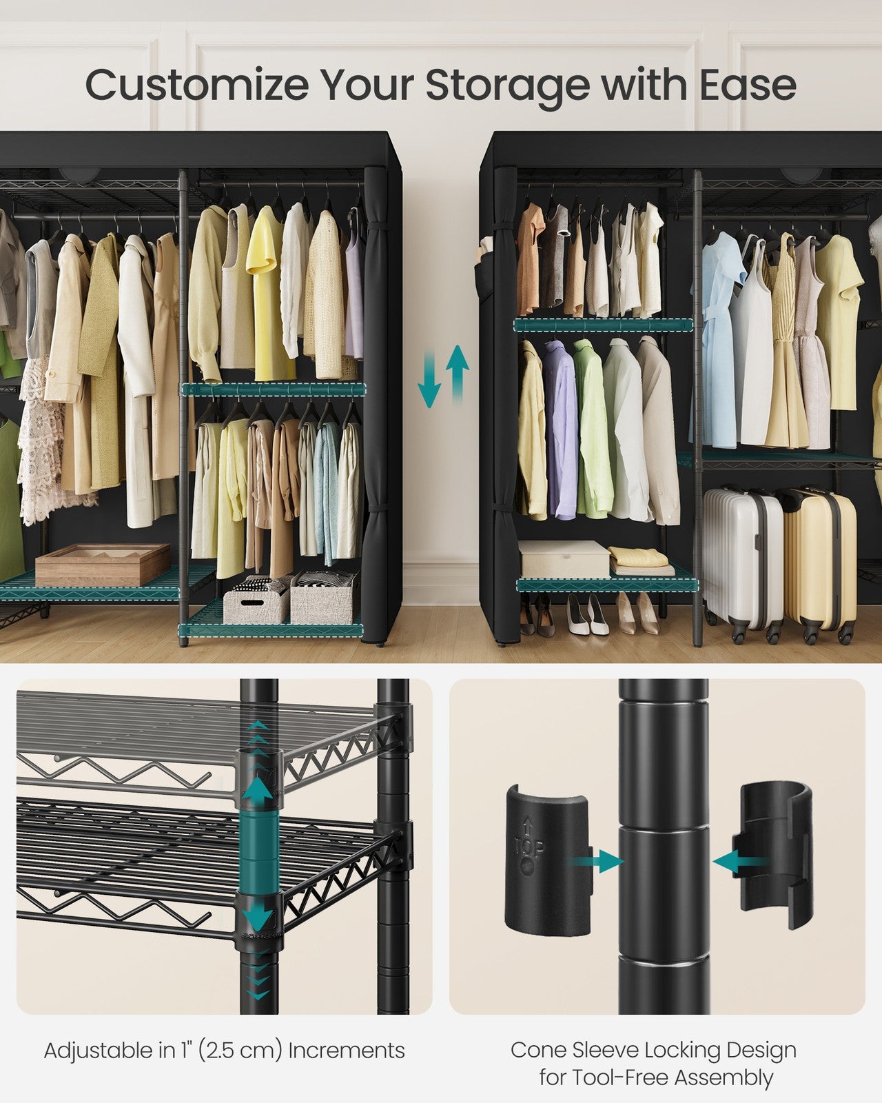 SONGMICS Heavy-Duty Clothes Rack, Garment Rack – Ink Black | ULGR435B01