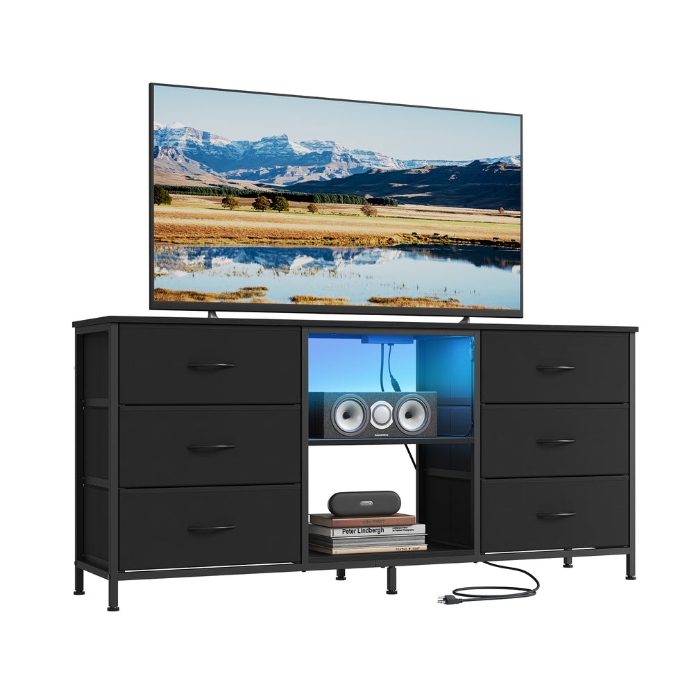 SONGMICS Bellah Steel Dresser with Drawers and Shelves – Ink Black