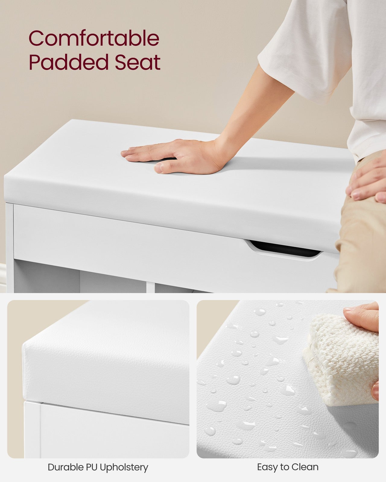 VASAGLE Custos Storage Bench with Cushion, Shoe Bench | ULHS130W14