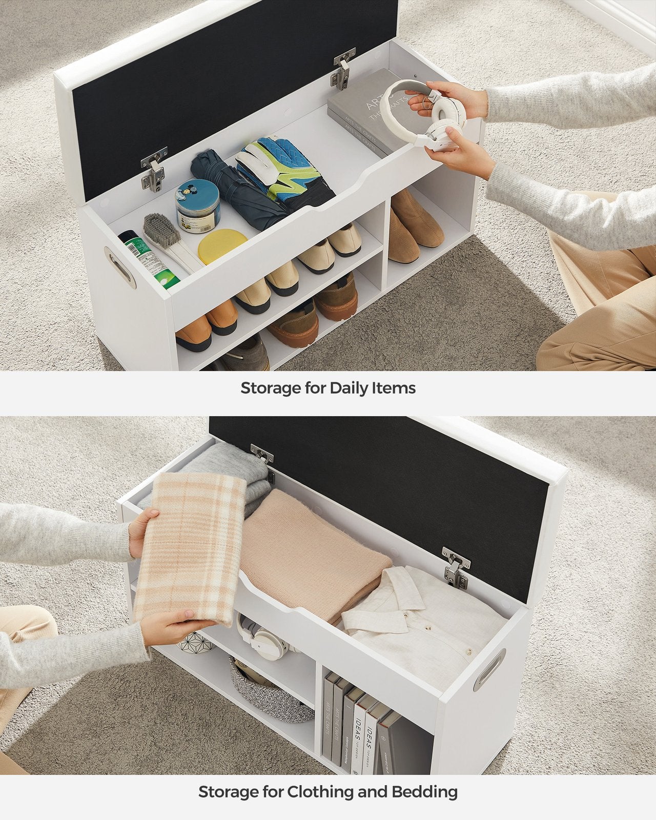 VASAGLE Custos Storage Bench with Cushion, Shoe Bench | ULHS30W