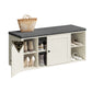SONGMICS HOME Storage Bench with Door, Adjustable Shelf, White and Gray – Rustic White, Slate Gray