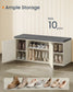 SONGMICS HOME Storage Bench with Door, Adjustable Shelf, White and Gray – Rustic White, Slate Gray