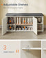 SONGMICS HOME Storage Bench with Door, Adjustable Shelf, White and Gray – Rustic White, Slate Gray