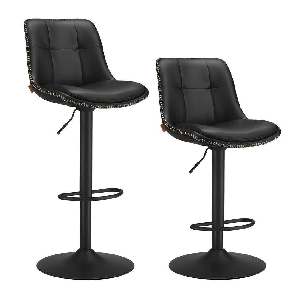 VASAGLE Bar Stools, Set of 2 Swivel Bar Chairs, Adjustable Height, Ink Black