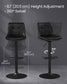 VASAGLE Bar Stools, Set of 2 Swivel Bar Chairs, Adjustable Height, Ink Black