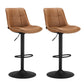 VASAGLE Bar Stools, Set of 2 Swivel Bar Chairs, Adjustable Height, Caramel Brown
