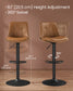 VASAGLE Bar Stools, Set of 2 Swivel Bar Chairs, Adjustable Height, Caramel Brown