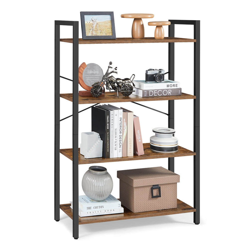 VASAGLE 4-Tier Tall Bookshelf – Honey Brown, Black