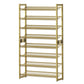 SONGMICS Metal Shoe Storage Rack Set with Stackable Adjustable Shelves – Pale Gold