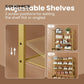 SONGMICS Metal Shoe Storage Rack Set with Stackable Adjustable Shelves – Pale Gold