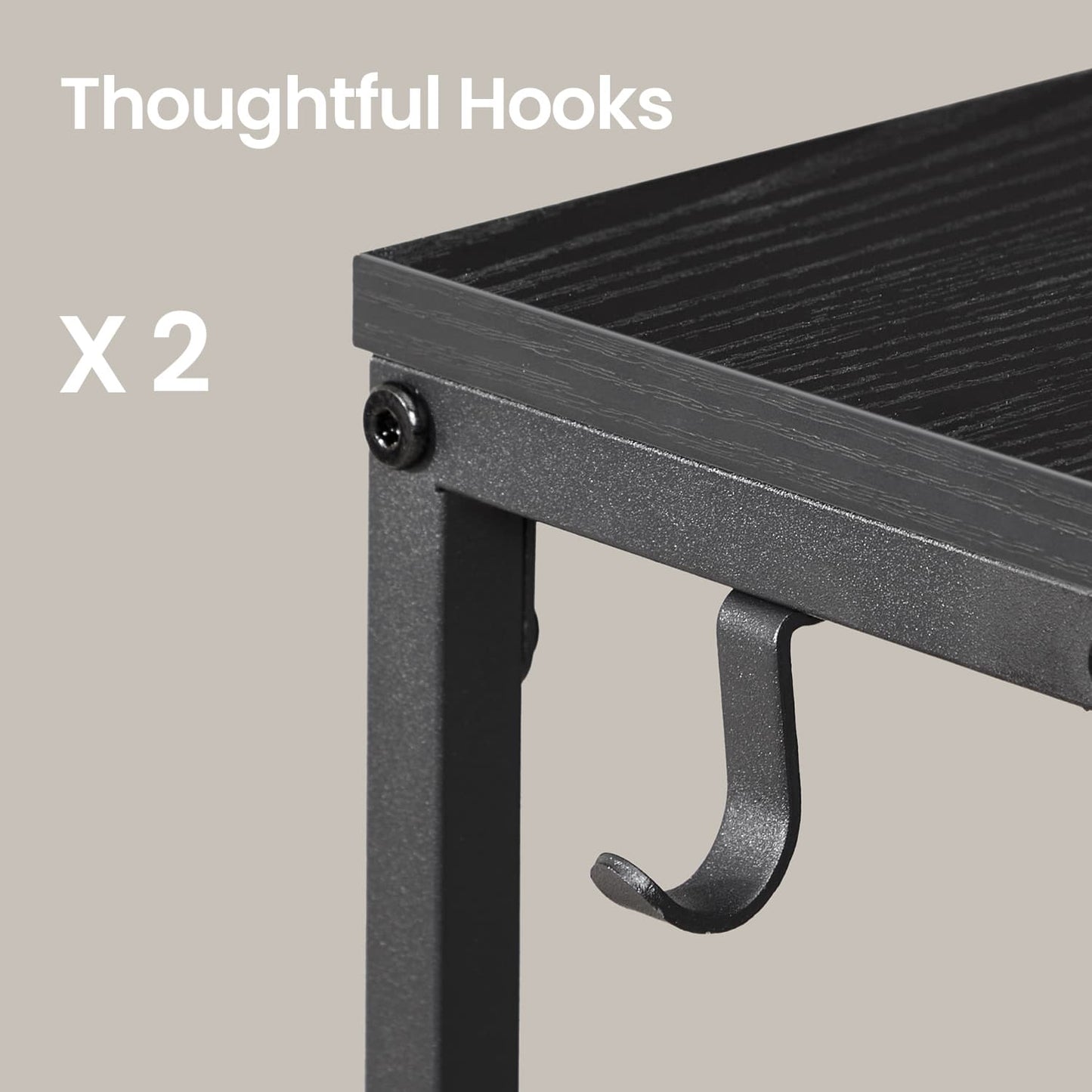 VASAGLE Slim Console Table with Power Outlets for Sofa and Entryway – Ebony Black, Ink Black