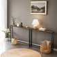 VASAGLE Slim Console Table with Power Outlets for Sofa and Entryway – Rustic Brown, Ink Black