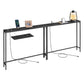 VASAGLE Set of Two Console Tables with Power Outlets and Hooks – Ebony Black, Ink Black
