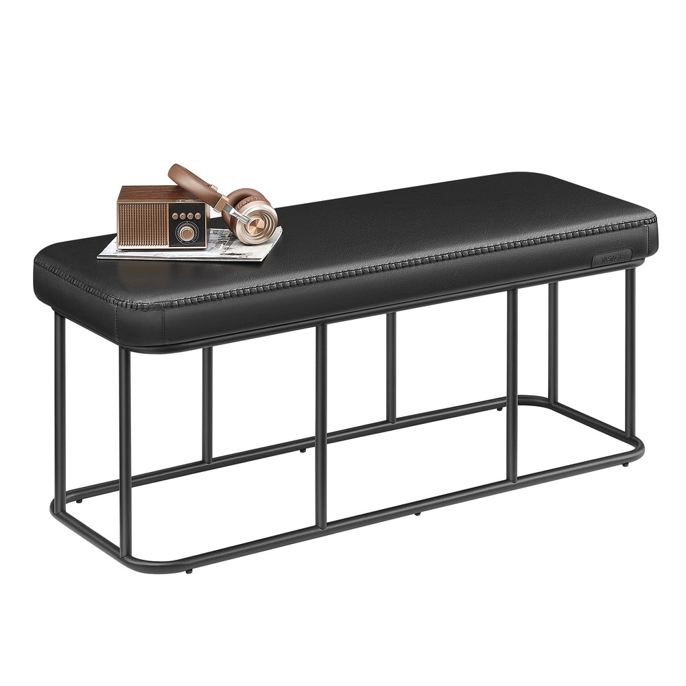 VASAGLE Ekho Storage Bench with Steel – Ink Black