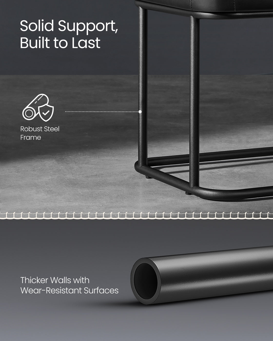 VASAGLE Ekho Storage Bench with Steel – Ink Black