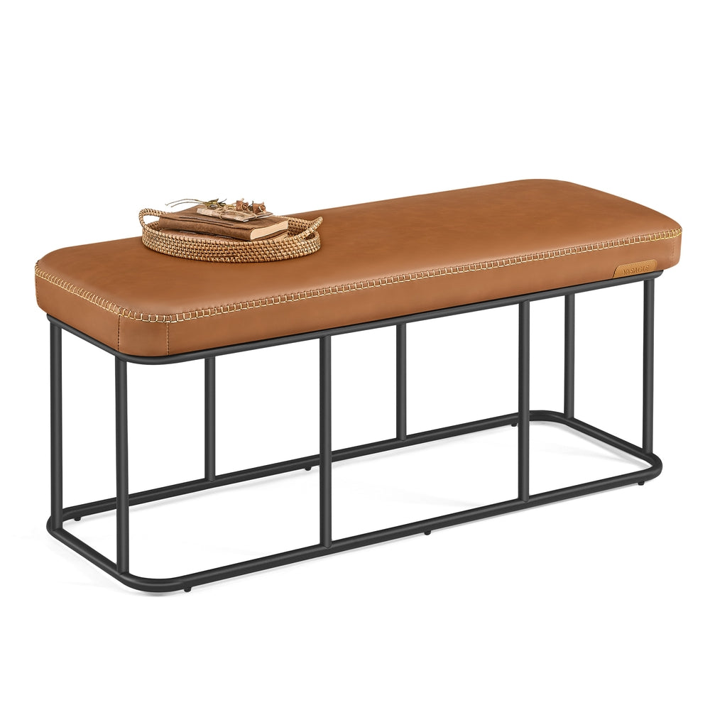 VASAGLE Ekho Storage Bench with Steel – Caramel Brown
