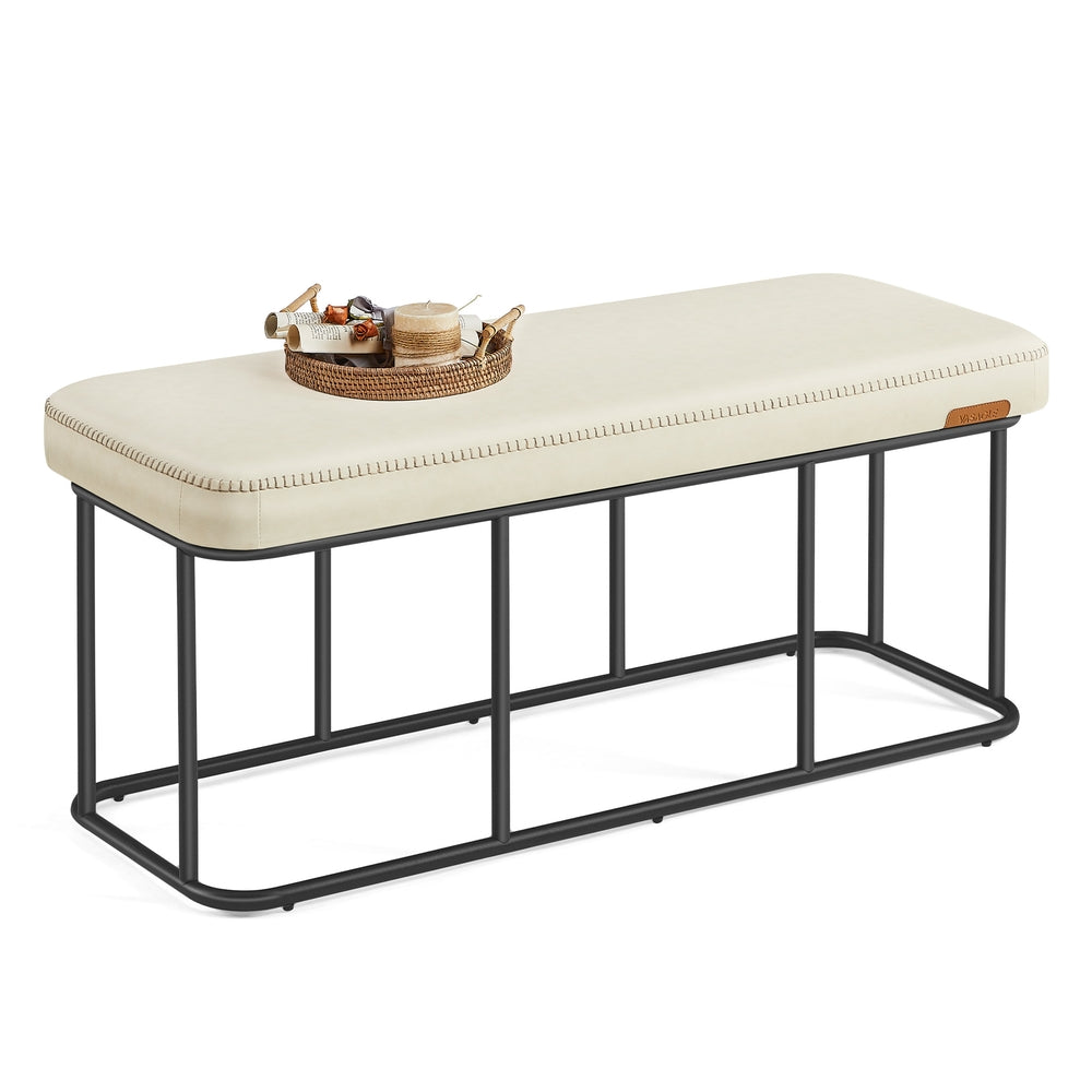 VASAGLE Ekho Storage Bench with Steel – Cream White