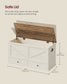 VASAGLE Farmhouse Storage Bench with Fabric Drawers – Rustic White, Honey Brown