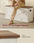 VASAGLE Farmhouse Storage Bench with Fabric Drawers – Rustic White, Honey Brown