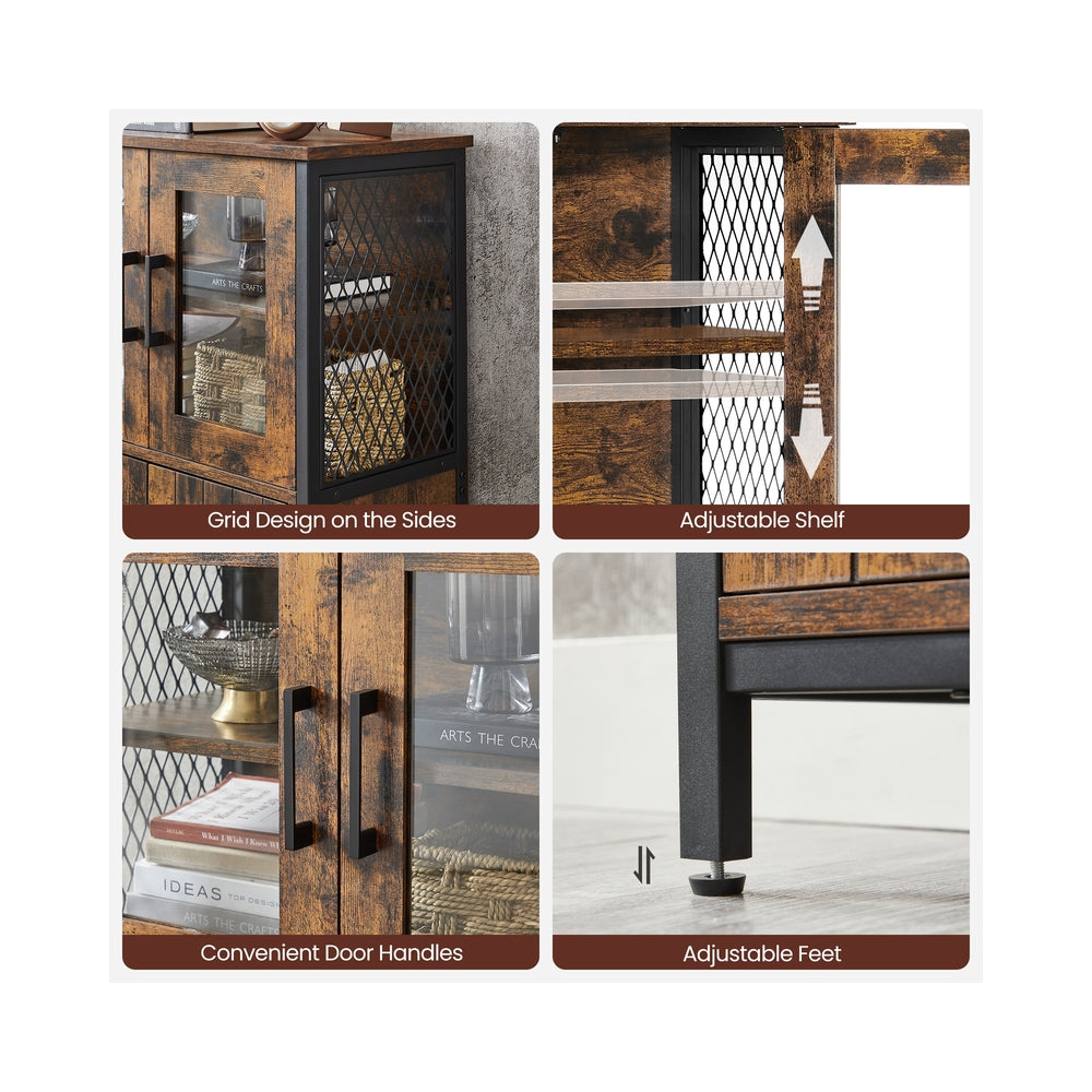 VASAGLE Daxton Pantry Cabinet with Door and Adjustable Shelf – Rustic Brown, Black