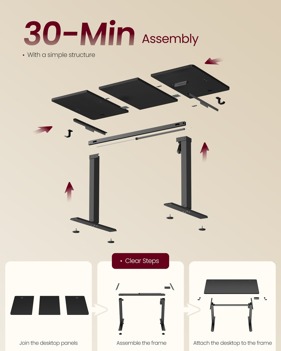 VASAGLE Electric Standing Desk 4 Memory Heights 47.2 X 23.6 Inches Ink Black