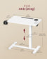 VASAGLE Overbed Table with Wheels, Mobile Standing Computer Desk, 27.6 X 15.7 Inches Tabletop – Cloud White