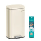SONGMICS 8- Gallon Silver Step-Open Trash Can with Plastic Inner Bucket – Sand Beige