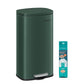 SONGMICS 8- Gallon Silver Step-Open Trash Can with Plastic Inner Bucket – Retro Green
