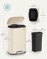 SONGMICS 13 Gallon White Step Trash Can with Hinged Lid – Sand Beige